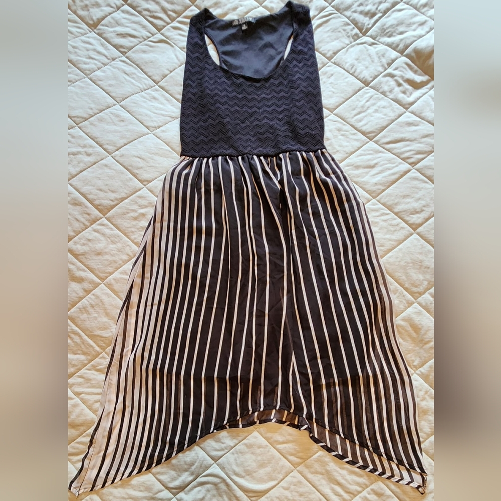 BeBop Black and White Chevron Striped Women's Dress